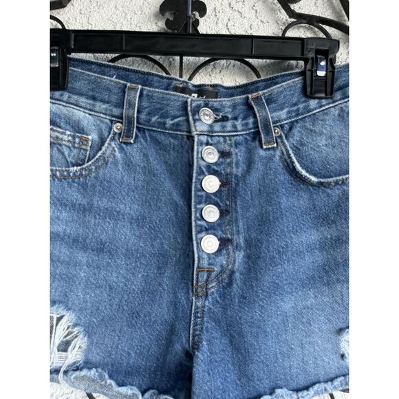 7 For All Mankind Monroe Cutt Off Shorts - Size 30 - Blue - Picture 5 of 12